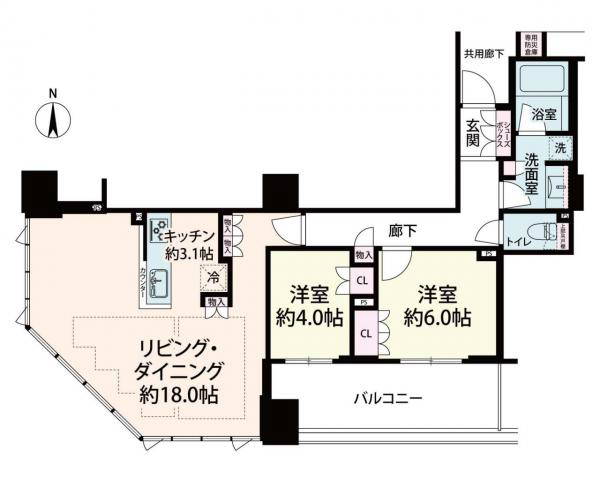 This 2-year-old, 2-bedroom, 1-living room, 1-dining room, and 1-kitchen condo is located in Minami Honmachi 2-chome, Chuo Ward, Osaka City, Osaka Prefecture