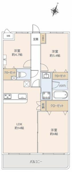 This 3-bedroom, 1-living room, 1-dining room, and 1-kitchen condo is located in a quiet residential area in Hatogaya Honmachi, Kawaguchi City, Saitama Prefecture