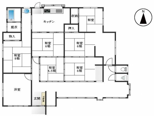 This 7-bedroom, 1-living room, 1-dining room, and 1-kitchen house is located in the Tachiroku Ei Elementary School and Tachifuku Ei Junior High School district